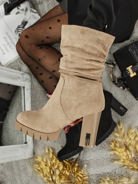 BrambleDusk női öko velúr bokacsizma vastag sarokkal