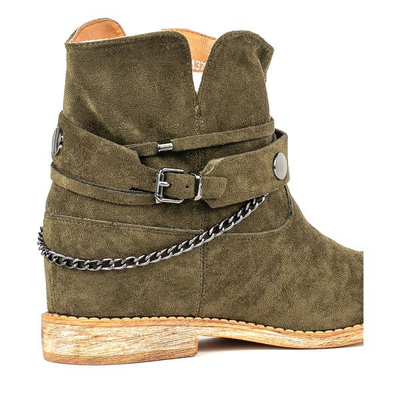 Zöld cowboy csizma egy beltéri éken Salem - cipő