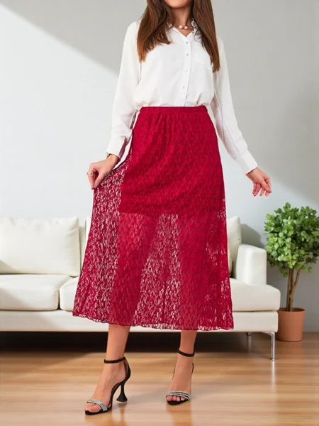 Royalfashion Női midi szoknya csipkével