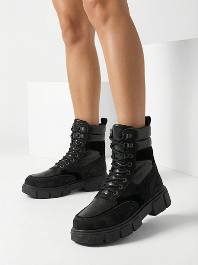 Fekete női szigetelt trapper csizma Kasemi- Lábbeli