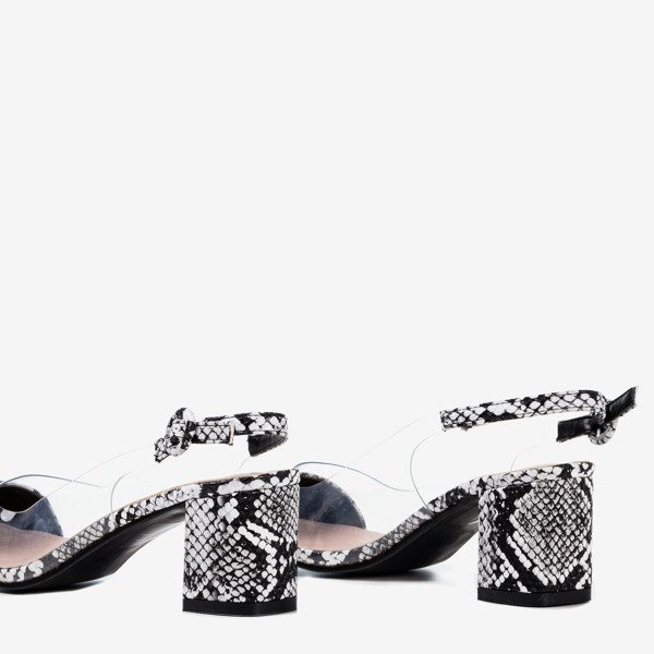 Fekete szivattyúk alacsony post a'la kígyóbőrön Evoria - Lábbeli