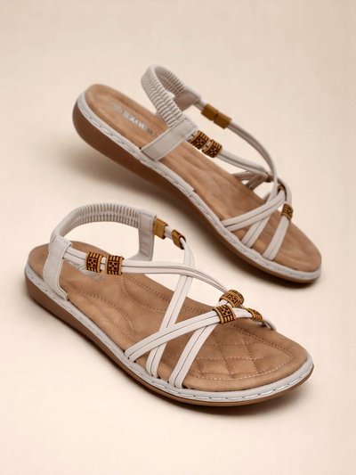 Royalfashion Aelia bézs női szandál ökológiai bőrből