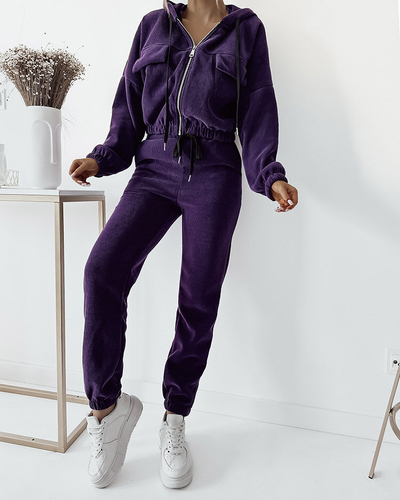 Royalfashion női csíkos sport szett lila színben