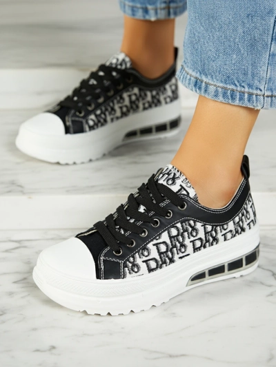 Sneakers Livia fekete-fehér színben, platformmal