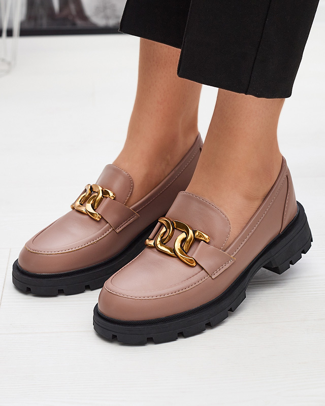 Bézs színű női mokaszin díszítéssel Grameo - Lábbeli