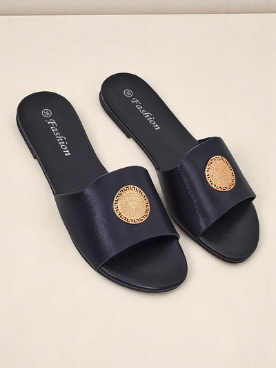 Royalfashion Női lapos talpú papucs Golden Slip