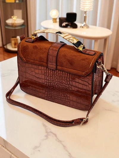 Aurelia Elegante Camel - Mini női velúr-lakk táska Venezia Classico