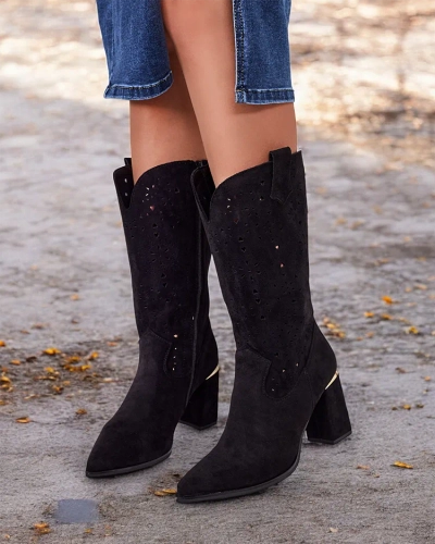 Royalfashion Evolle áttört stiletto csizma