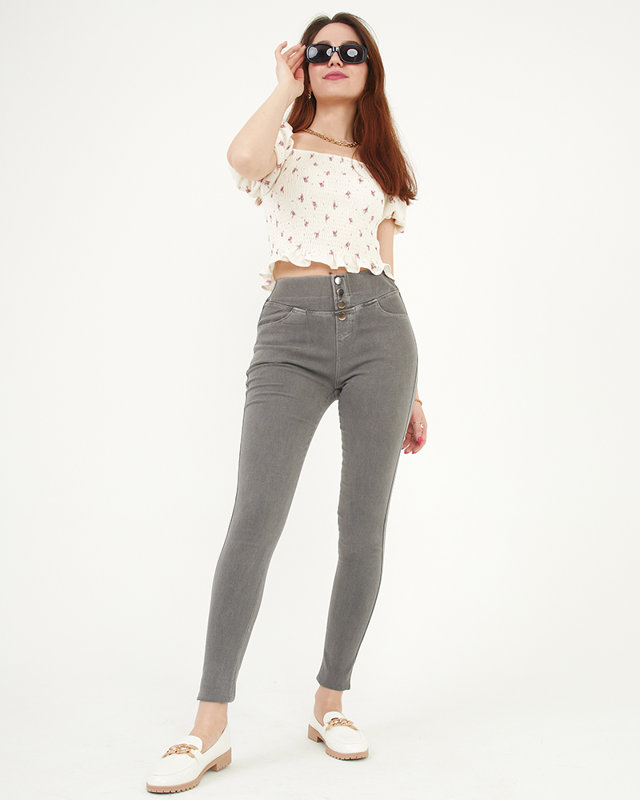 Sötétszürke női tregging díszgombokkal - Ruházat