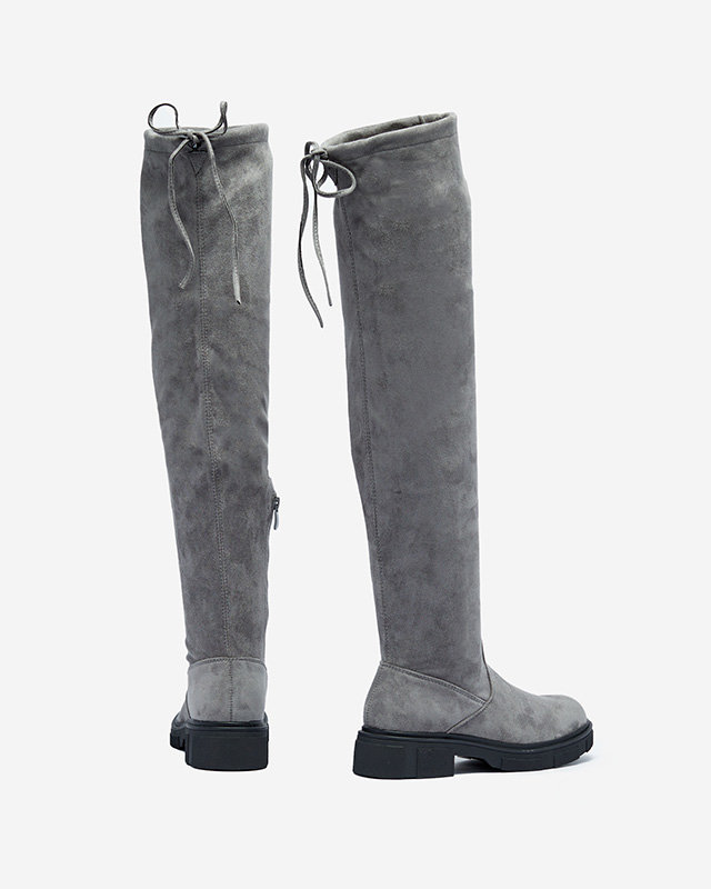 Szürke női csizma térd fölött Weratsa - Lábbeli