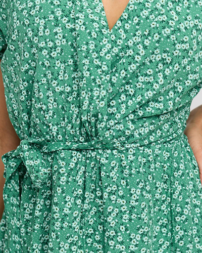 Zöld női kiszélesedő virágos ruha - Ruházat