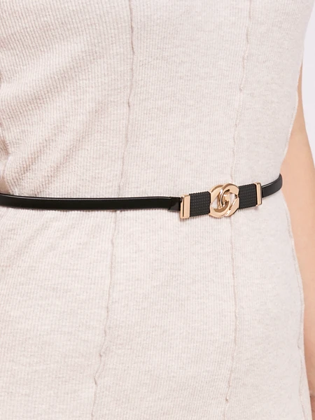 Callista Nero fekete női fém öv, minimalista, akasztós