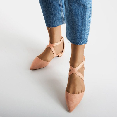 Różowe baleriny damskie na płaskim obcasie Philadelphia - Obuwie