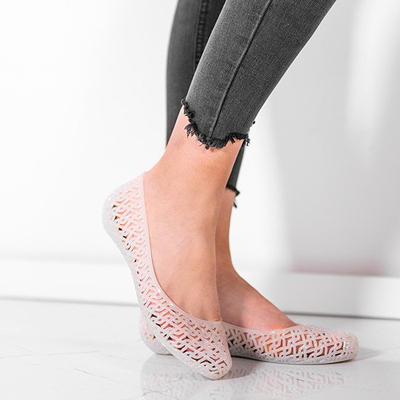 Białe baleriny gumowe Steffy - Obuwie