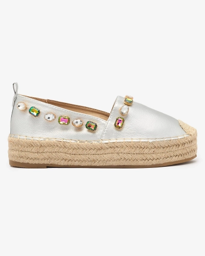Női ezüst espadrilles kristályokkal Ziennie - Lábbeli