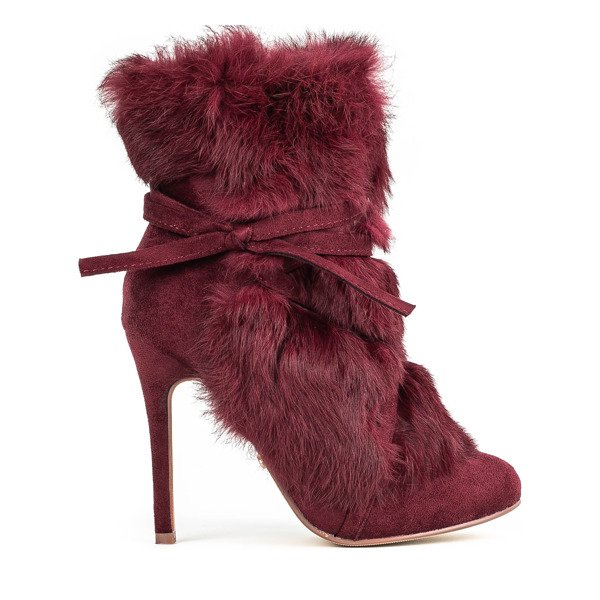 Bordowe botki na szpilce Pelage - Obuwie