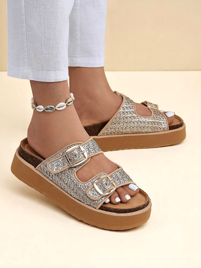 Royalfashion Női Nora fonott platform papucs