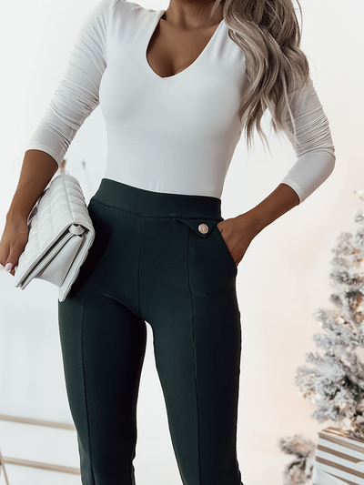 Royalfashion Fekete női ökobőr leggings a'la bells