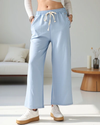 Royalfashion Női széles nadrág viszkózból, cirkóniával