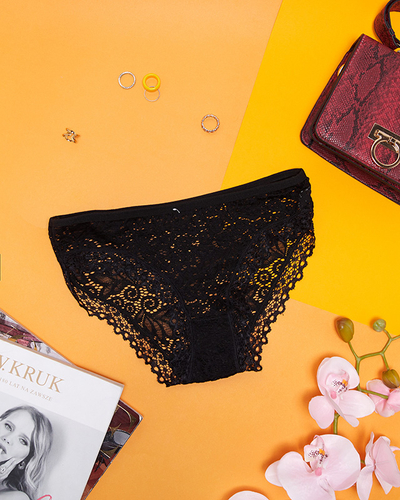 Fekete egyszínű csipkebugyi nőknek - Fehérnemű