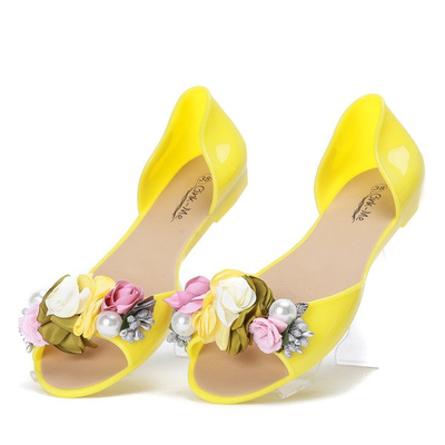 Żółte meliski z ozdobą Meliene - Obuwie