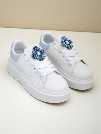 Aurelia Bianco – Fehér női platform tornacipő glamour díszítéssel
