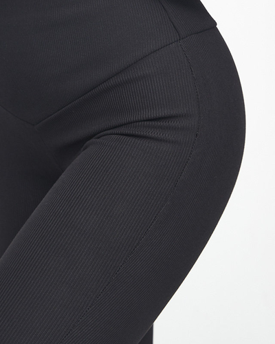 Női fekete bordás leggings - ruházat