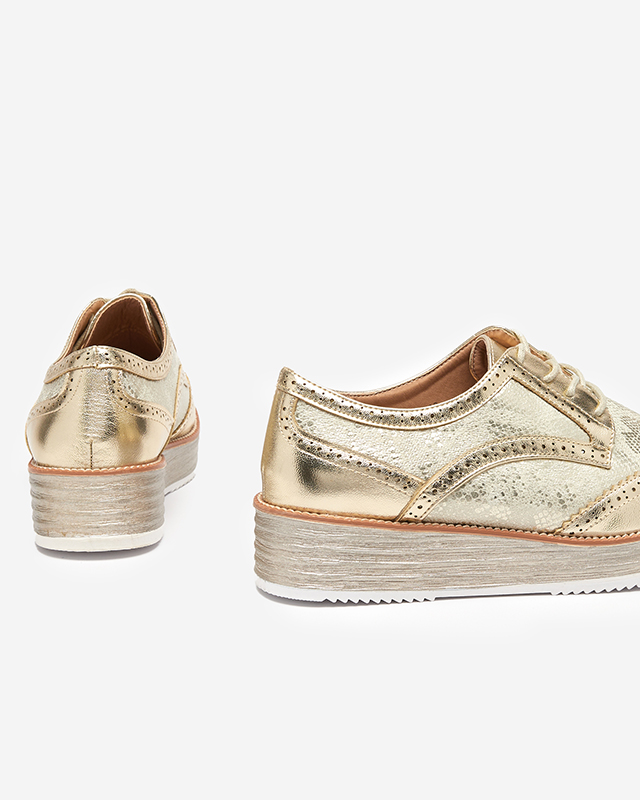 OUTLET Arany női cipők kígyóbőr betétekkel Fin - Footwear