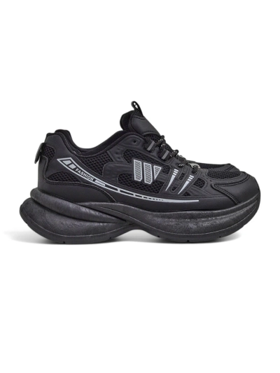 Royalfashion Hypatia fekete női sportcipő lapos, 5 cm-es sarokkal