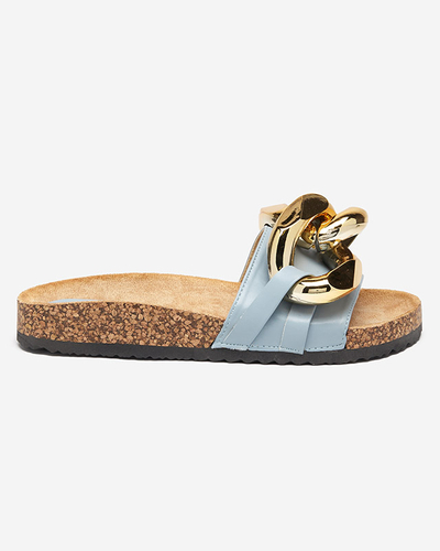 Női kék papucs Sofig- Footwear díszítéssel