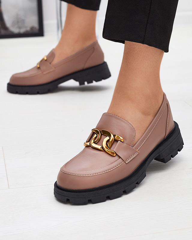 Bézs színű női mokaszin díszítéssel Grameo - Lábbeli