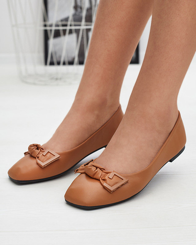 Női teve színű balerinák orrdíszítéssel Caxien- Footwear