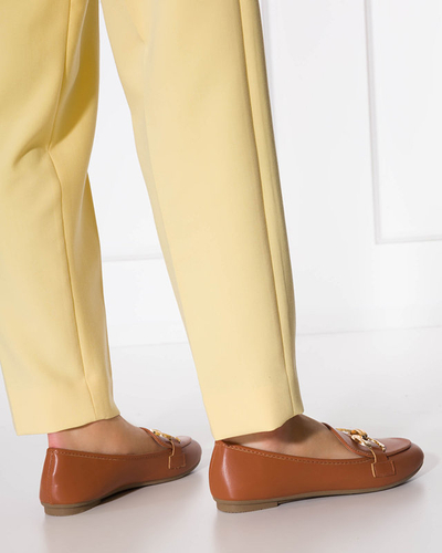 OUTLET Barna női mokaszin Pyolens díszítéssel - Lábbeli