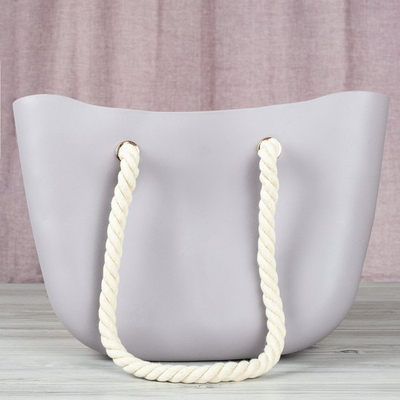 Szaro - fioletowa torba gumowa z uchwytami - Torebki