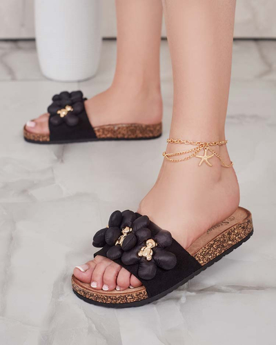 Royalfashion Női flip-flop arany mackókkal és virágokkal Isaralle