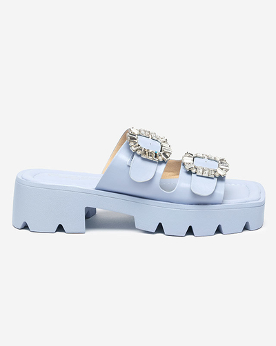 OUTLET Női kék papucs cirkon díszekkel Sadoh- Lábbeli