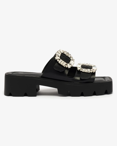 Royalfashion Fekete női díszített Tireta sarkú flip-flop