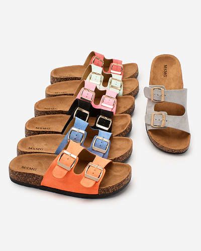 Royalfashion Neon narancssárga női flip-flop csattal Foumy