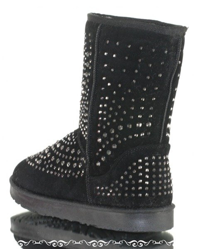 Czarne śniegowce emo z dżetami - Obuwie