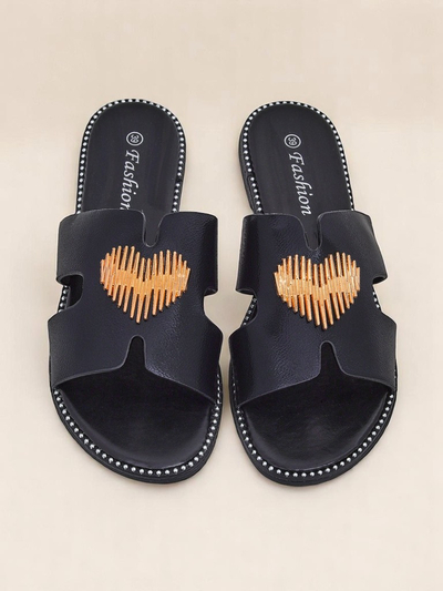 Royalfashion Női lapos talpú Heart Chic papucs