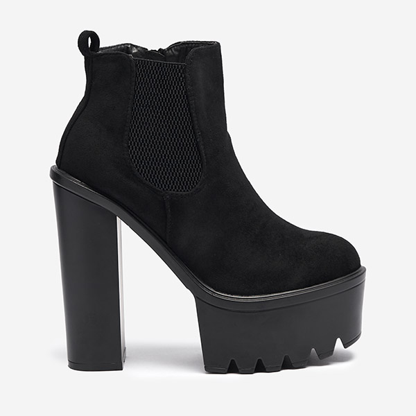 OUTLET Fekete női eko bőr csizma posztón Helag- Footwear