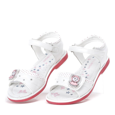 Białe dziewczęce sandały z aplikacją Ran- Obuwie