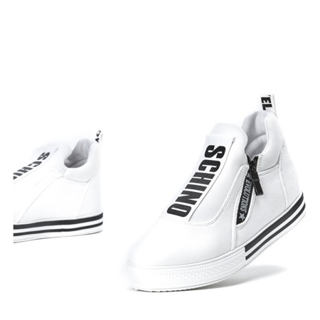 Białe sneakersy na krytym koturnie Schino - Obuwie