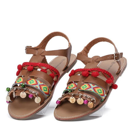 Brązowe sandały dziecięce z ozdobami Moli - Obuwie