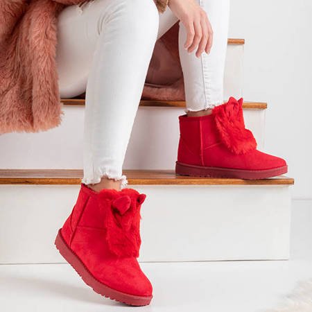 Bubbi piros női hócsizma szőrrel - cipő