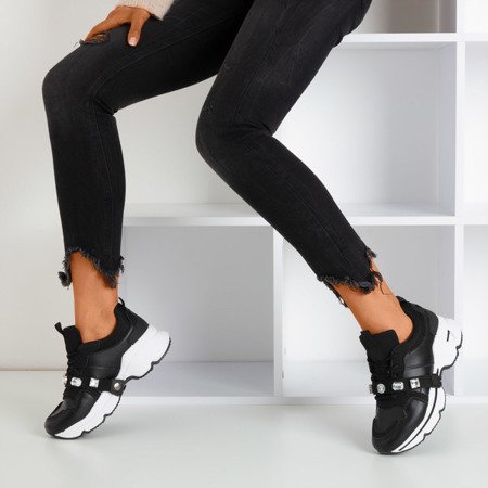 Czarne sneakersy damskie na grubej podeszwie Esita - Obuwie