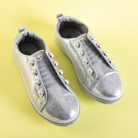 Ezüst gyerekcipő a Merina gyöngyös cipőkön - cipő