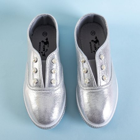 Ezüst gyerekcipő a Merini gyöngyös cipőkön - cipő