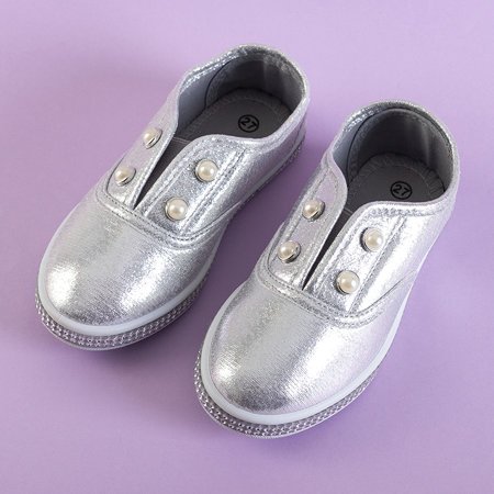 Ezüst gyerekcipő a merin gyöngyös cipőkön - cipő