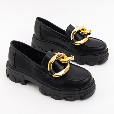 Fekete cipő arany díszítéssel Lygia - Cipő